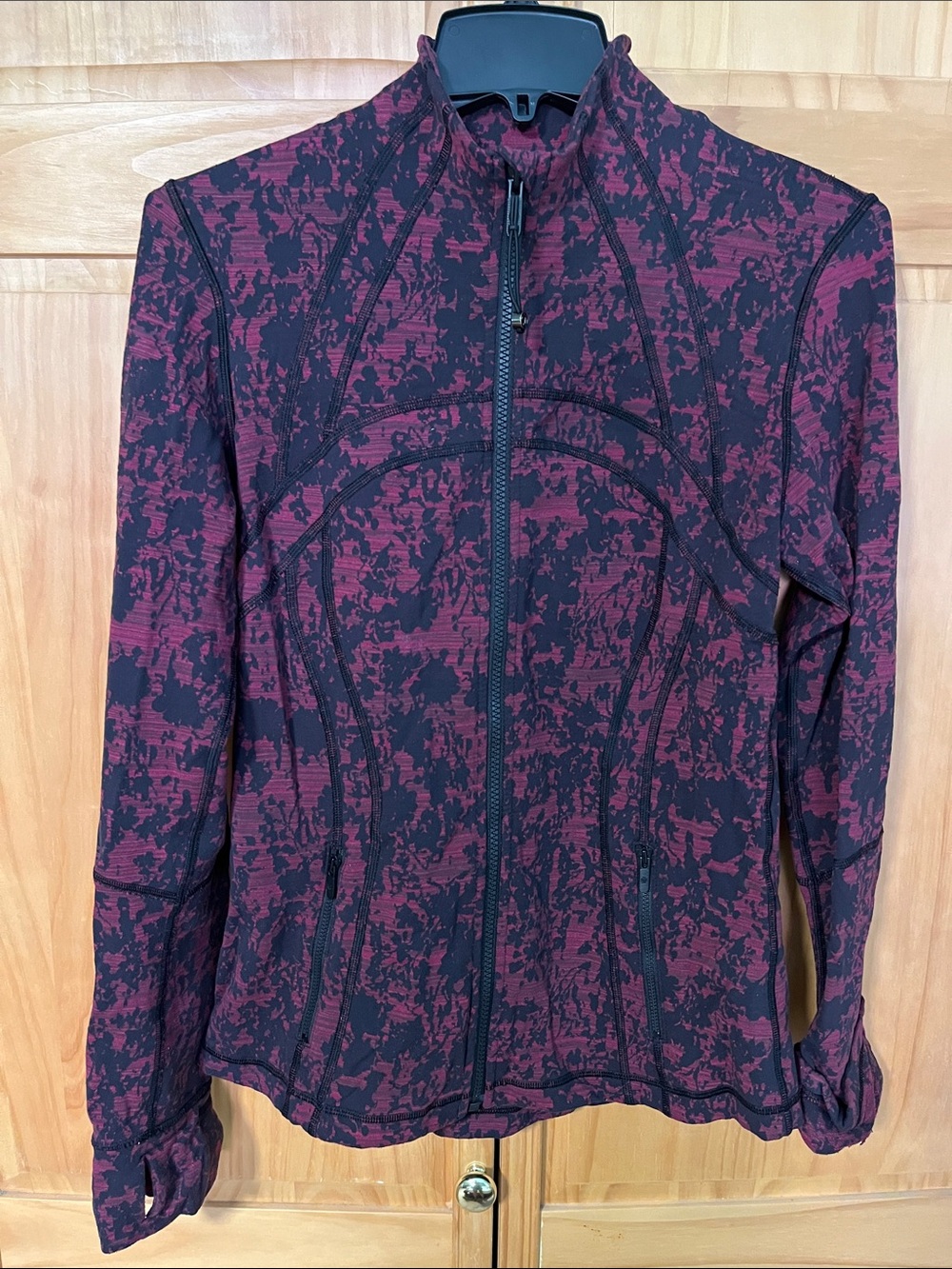 lululemon athletica Burgundy and Black Printed Zip Jacket